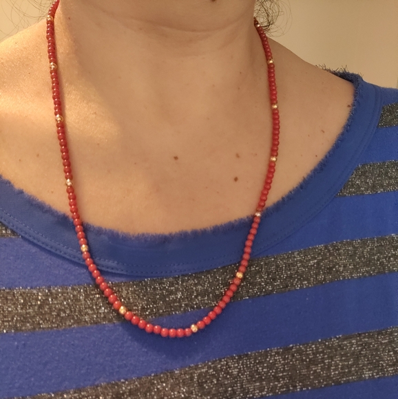 Vintage Genuine Mediterranean Oxblood Red Coral Necklace 10k gold clasp - Picture 4 of 16